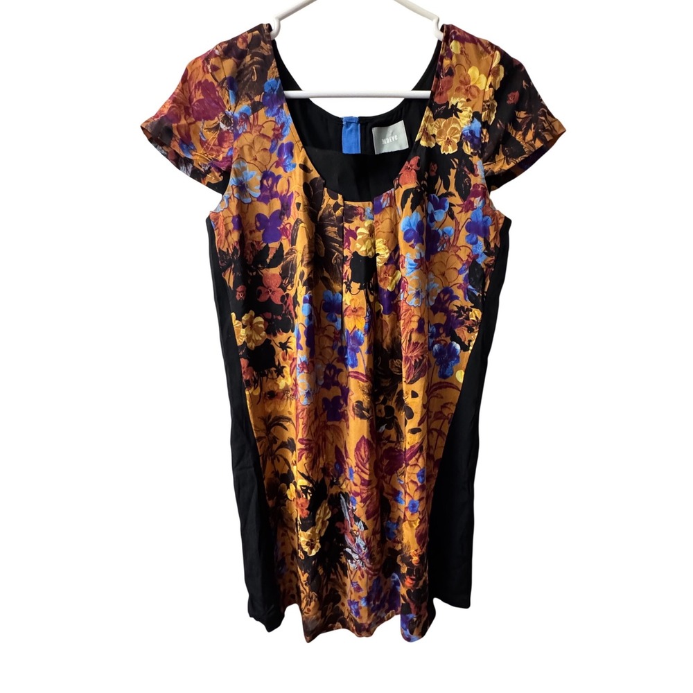 Maeve Anthropologie Floral Silk Dress Petite Small Black Fall Boho Whimsigoth